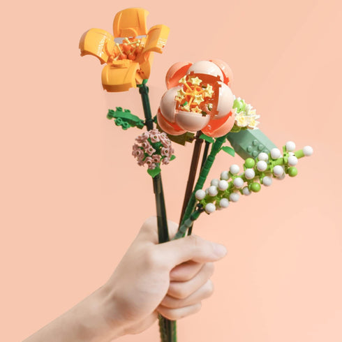 MEIEST Set,Creative (1658) Mini Building Blocks Flower Bouquet Plant Model DIY Artificial Flowers Botanical Collection
