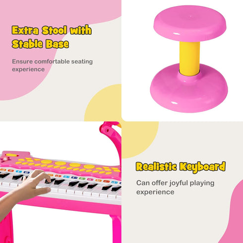 31-Key HONEY JOY Kids Piano Keyboard, Electronic Piano Educational Musical Instrument Toy with Microphone, Sounds