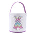 Cootato Easter Bunny Basket Bags for Kids, Personalized Canvas Cotton Bucket with Stripe Rabbit Pattern for Egg Hunt