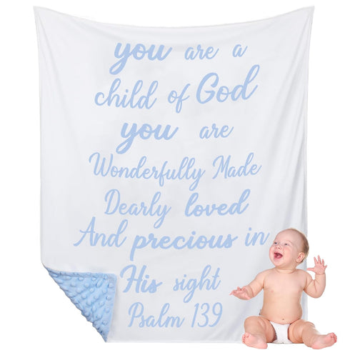 Rtteri Christian Baby Gifts Plush Baby Blanket with Dotted Backing First Communion