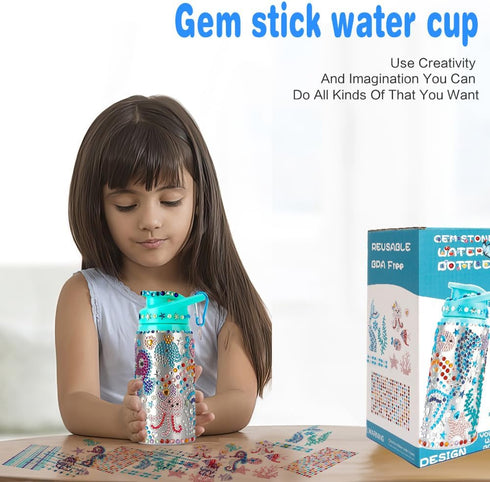 Decorate Your Own Water Bottle Kits for Girls Age 4-12, Mermaid Gem Diamond Painting Crafts, DIY Arts and Crafts Gifts
