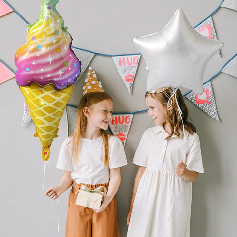 6 Pack Rainbow Ice Cream Cone Balloon Candies Sweetmeat Food Party Supplies For Birthday Wedding Baby Shower, Big Ice