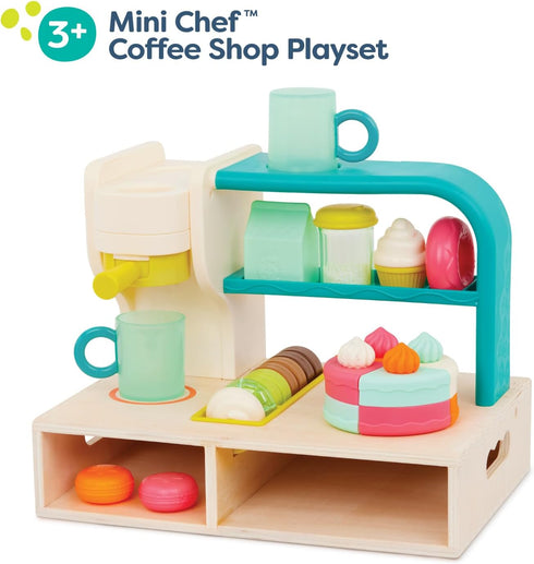 Playset, Set 3+ B. toys Mini Chef Coffee Shop Pretend Barista & Baking with Machine, Cups, Bakery, and Delicious