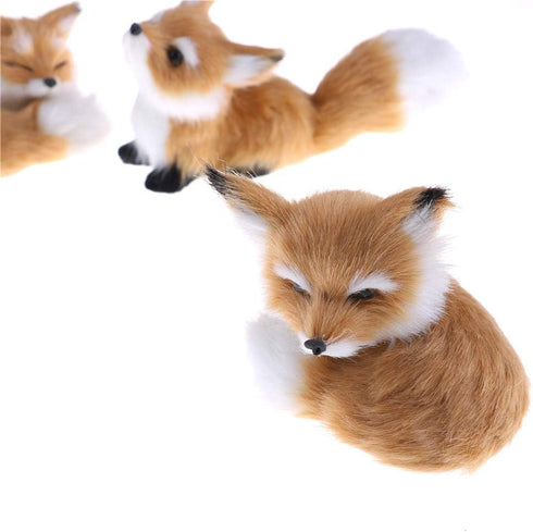GUDVES Squatting Brown Fox Toy Model, Simulation Fox Home Decoration with Static Action Figures