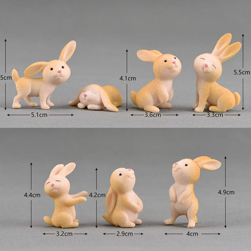 7 Pcs Rabbit Figures Miniature Figurines Collection for Kids, Animal Toys Set Cake Toppers, Christmas Birthday Gift