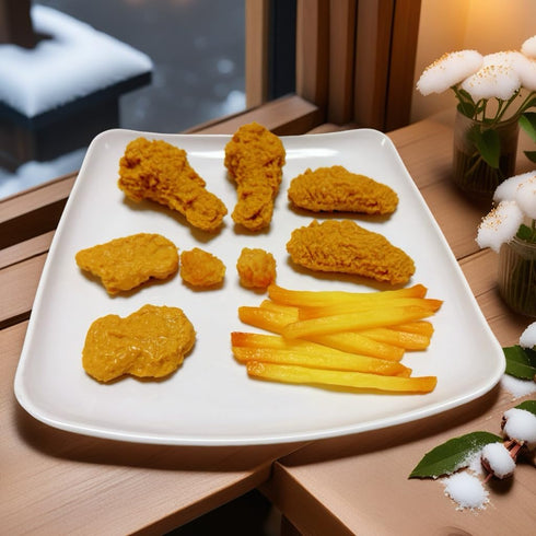 Generic 17pcs Set, Artificial Fake Fried Food Model Included Fake Fried Chicken Leg &Wing&Nuggets&Popcorn and Fake