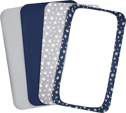 Pack 4 Pack Pack Pack and Play Sheets Boys, Mini Crib Sheets, Stretchy and Play Playard Fitted Sheet, Compatible