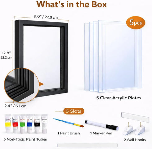 5 VidwanHome Family Handprint & Hand Casting Kit DIY Keepsake Frame, Wooden Frame & Acrylic Sheets Capture Baby