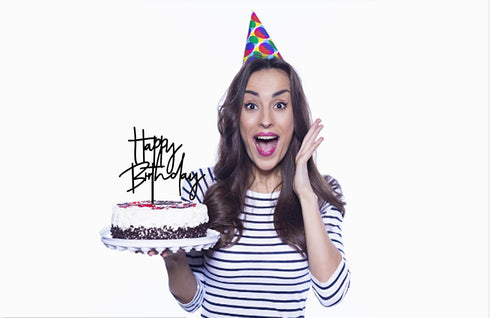 DIY Black Acrylic Happy Birthday Cake Topper