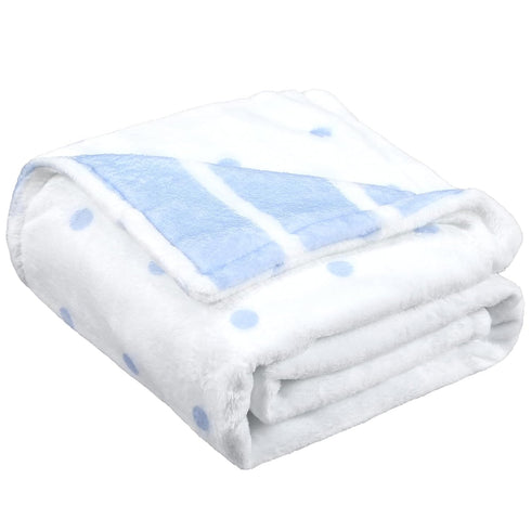 Hahafelt 30''x40'', Cozy Polka Dot Stripes Baby Blanket Fleece Baby Blankets for Boys, Blue Ultra Soft Fluffy Infant