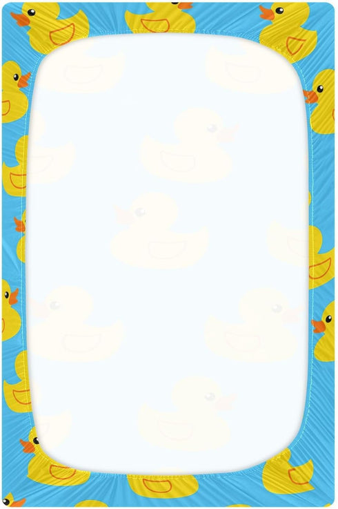 Gravopti 39X27 Inch Yellow Rubber Ducks Bike Autumn Pumpkins Crib Sheets for Girls and Boys, Soft Breathable Cotton