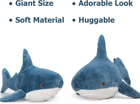 MorisMos Giant Stuffed Animal Shark Plush, Large Soft Shark Pillow Toy for Kids, 32in