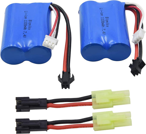 2 Pack 7.4V 1100mAh 8.51Wh SM-2P 2 H101 H103 2 Blomiky Li-ion Rechargeable Battery with Plug and Charger Cable fit