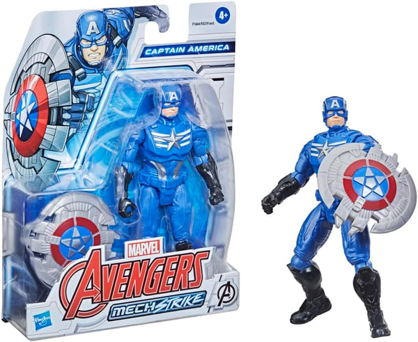 Avengers Marvel Mech Strike 6-inch Action Figure Toy - Captain America with Compatible Mech Battle Accessory for Kids