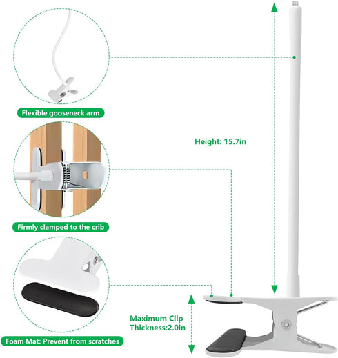 Flexible Baby Monitor Mount for Babysense V43/HDS2/V24R Video Baby Monitor, Gooseneck Stand with Perfect View Angle