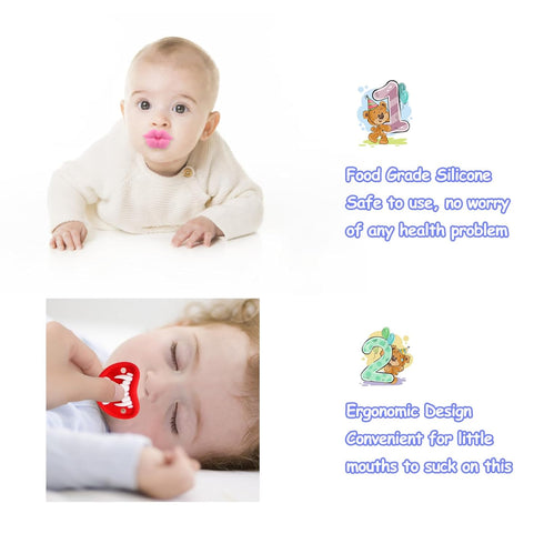 0-36 ROBBEAR Funny Baby Pacifier, Cute Mustache Binkies, Fake Big Teeth Binky Bucktooth Halloween Pacifiers for Babies