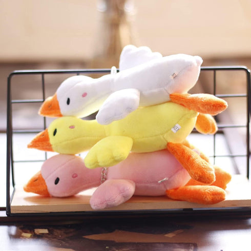 White Plush Duck Car Keychain, Cotton Filling Stuffed Animal Fluffy Duck Plushie