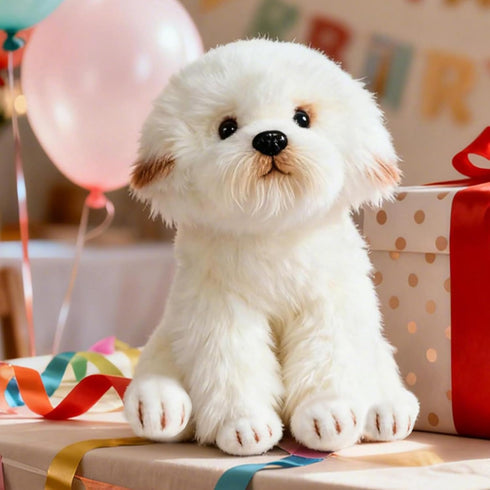 9 inches HollyHOME Maltese Stuffed Animal Realistic Maltese Dog Plush Toy Pet Fluffy Stuffed Puppy Dog Toys Gift