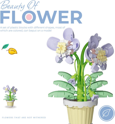 Jollcnoia Orchid Mini Flower Potted Bonsai Building Toy Blocks Particle Flower Botanical