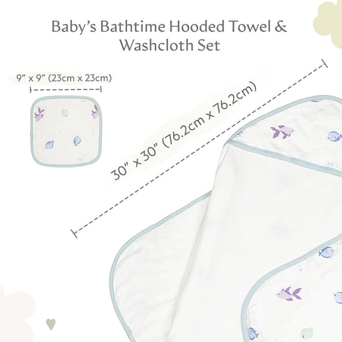 Set 70% 30% Bamboo Viscose Baby Hooded Towel & Washcloth for Babies and Toddlers, Soft & Absorbent, Viscose from