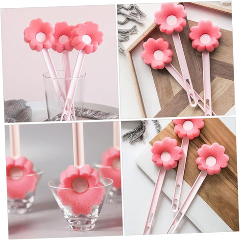 HANABASS Flower Shaped Long Handle Bottle Cleaning Brush Soft Sponge Cup Brush for Household Use for Water Bottles