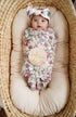 Little Jump Stretchy Jersey Knit Swaddle Blankets, Premium Cotton Floral Baby Quilt for Girls