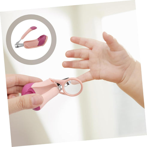 Set VICASKY Nail Care Safe Nail Clippers Tweezers Scissors for Newborns and Toddlers Portable Pink Grooming Kit