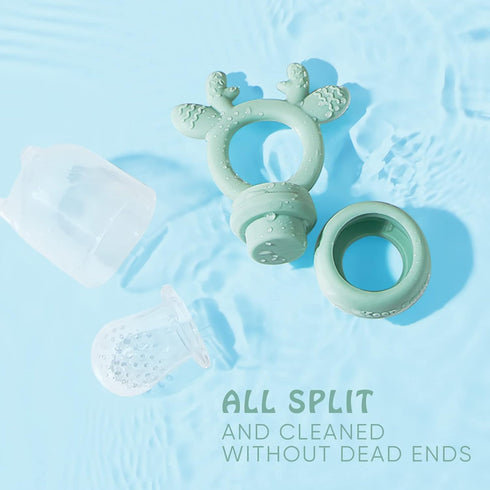 Solids/Frozen 4M+, 2-Pack Baby Fruit Feeder Pacifier, Infant Teether Toy BPA-Free Silicone Pouch & Nipple, Safely