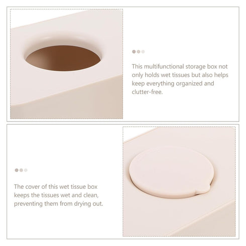 LOPUNER Sealed Silicone Tissue Box Cover with Lid, Wet Wipes Dispenser for Home and Car, Beige Napkin Storage Case