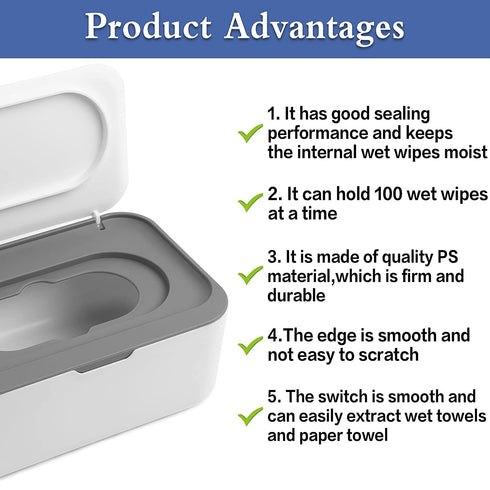 3 Pack NOVWANG Baby Wipes Dispenser Wipes Holder with Lids, Keeps Wipes Fresh, Refillable Wipes Container with Sealing