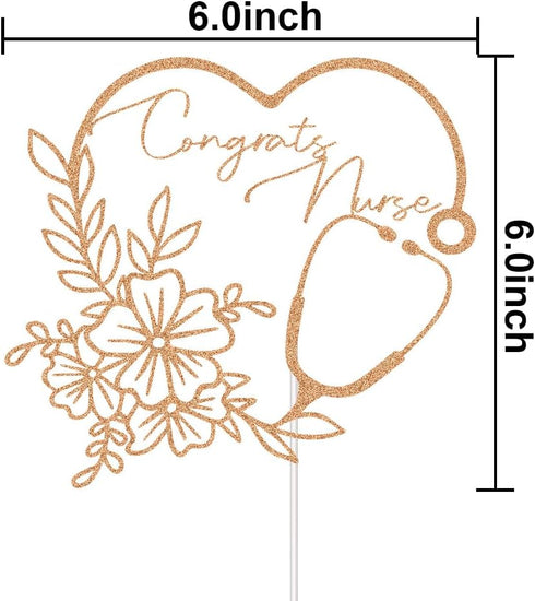 XIUHUBA 2025 Congrats Nurse Cake Topper - Glitter Nursing BSN RN Graduation Cake Decor - Class of Medical School