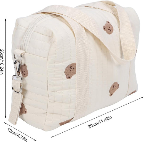 SUNGOOYUE Baby Stroller Storage Bag, Large Capacity Hanging Organizer with Zipper Pockets Cotton Stroller Bag for Mom