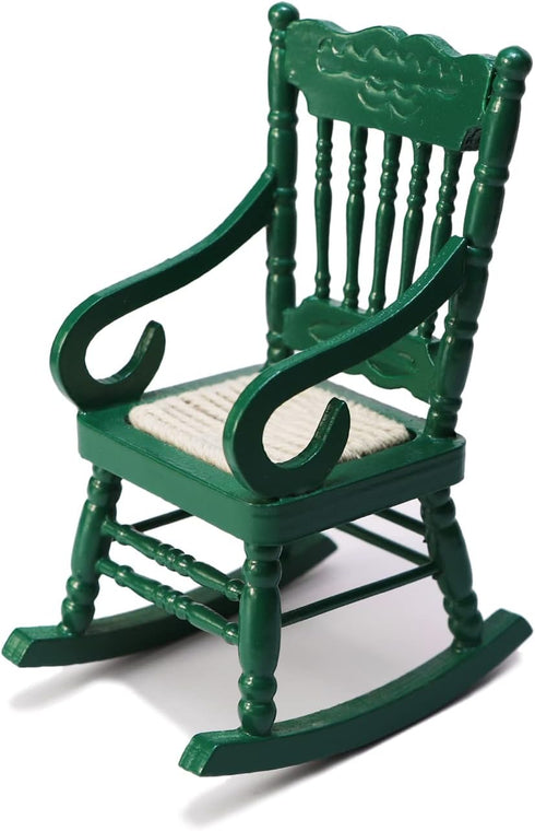 Dollhouse Miniature Rocking Chair 1:12 Scale Wooden Furniture Accessories Tiny Mini House