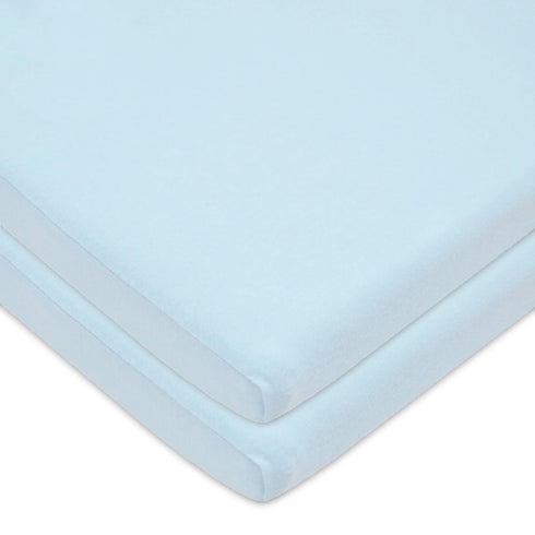 American Baby Company 15" x 33" Fitted Bassinet Sheet, 100% Natural Cotton Jersey Knit, Blue, Pack of 2