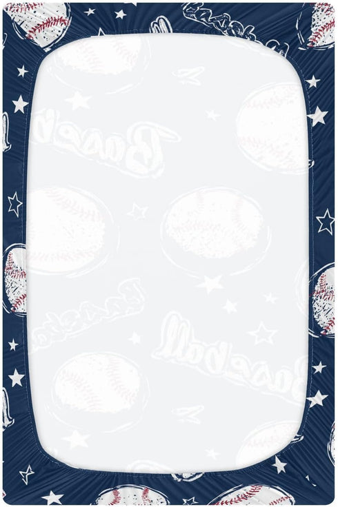 52x28in Baby Crib Sheet Star Baseball Sport Crib Mattress for Boys and Girls Playard Sheet Soft Breathable Fitted Baby