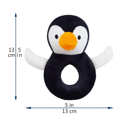 Baby Penguin Soft Rattle Toy, Penguin Plush Infant Shaker Rattle Easy-Grasp Stuffed Animal Toy, Birthday Gifts for Babies Toddlers Boys Girls, Ages Newborn +, Black&White,5"
