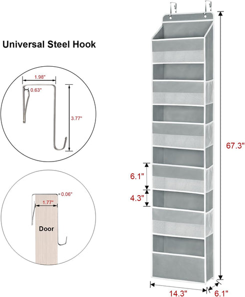Univivi Door Hanging Organizer for Nursery Closet, Baby Storage with 6 Large Compartments and 8 Side Pockets for Toys,