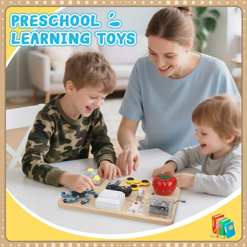 LNCOJOLM 3 4 5, Busy Board for Toddler Kid Early Development, Fidget Sensory Learning Motor Skills Montessori Toy