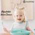 Bazzle Baby Silicone Bibs with Food Catcher - Waterproof 2-Pk, Rolls Up for Easy Travel and Storage