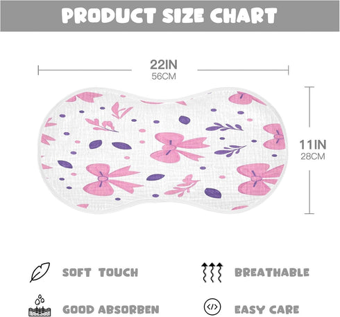 YETTASBIN Cute Bows Ribbons Muslin Baby Burp Cloth, Super Soft Absorbent Cotton Burp Rag Baby Bibs Feeding Cloth