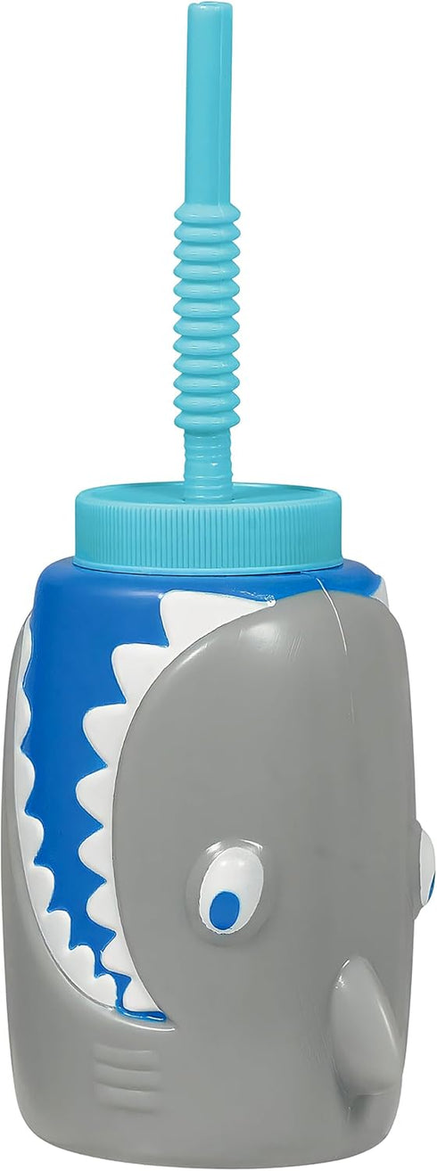 Fin-tastic Plastic Shark Sippy Cup - 18 oz. (1 Pc.) - Fun & Durable for Kids & Adults, Ideal for Parties