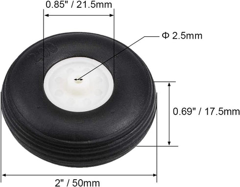 uxcell Tire and Wheel Sets for RC Car Airplane,PU Sponge Tire with Plastic Hub,2" 2pcs