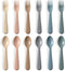 12 Pieces Toddler Utensils Set - Plastic Spoons and Forks for Kids, Reusable Cutlery, BPA Free, Dishwasher Safe