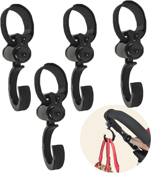 iLulala 4pcs Stroller Hooks, Walker Hooks Wheelchair Hanging Hooks, 360 Rotation Baby Stroller