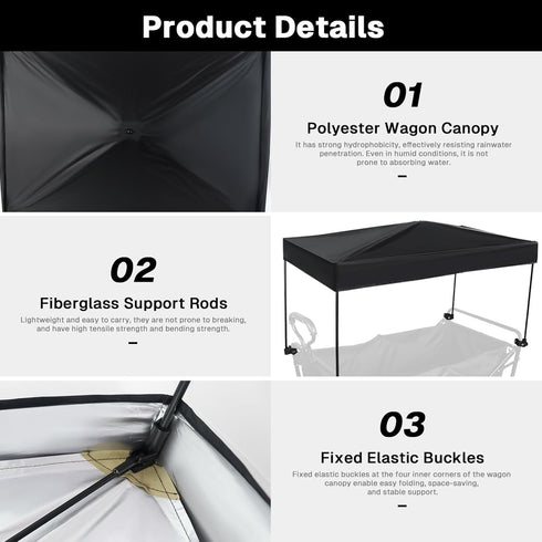 VOONKE 17.3 27.2 inches Wagon Canopy Cover Garden Push Awning Portable Outdoor Stroller Accessories Awning for Garden