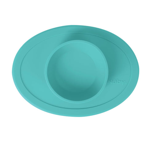 Nuby Sure Grip Silicone Feeding Bowl - Toddler Suction Plate - 6+ Months - Aqua by Nuby