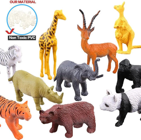 Animals Figure Set - 54 Piece Mini Jungle Toys, Realistic Wild Vinyl Plastic for Learning Party Favors
