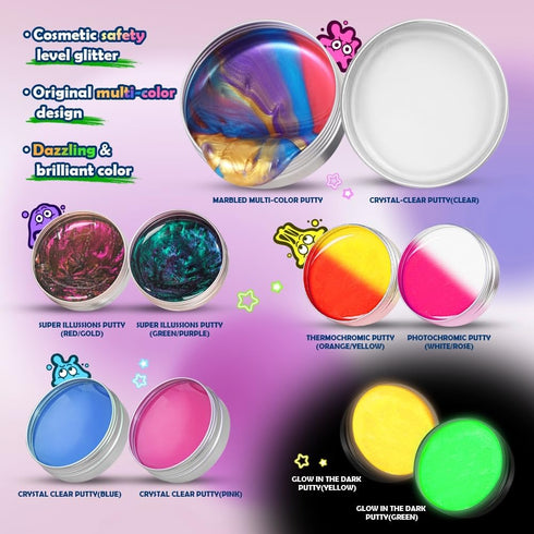 10Pc WATERELF Putty Slime kit for Kids, Fidget Sensory Artistic Therapy Putty Toys for Boys Girls Adults, Stress Relief