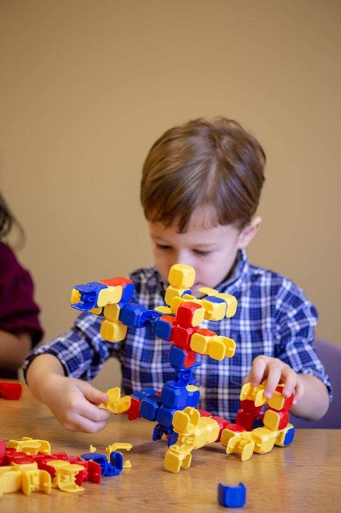 POPULAR PLAYTHINGS LinkaBlox Deluxe Construction Toy Set with Activity Guide for Kids 4+