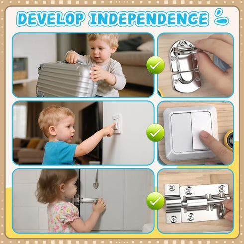 LNCOJOLM 3 4 5, Busy Board for Toddler Kid Early Development, Fidget Sensory Learning Motor Skills Montessori Toy